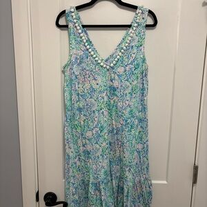 Lilly Pulitzer Blue and Green Floral Dress